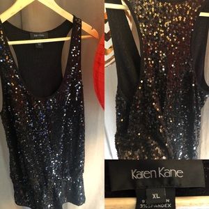 KAREN KANE NWOT sequin racer back tank w/ peplum